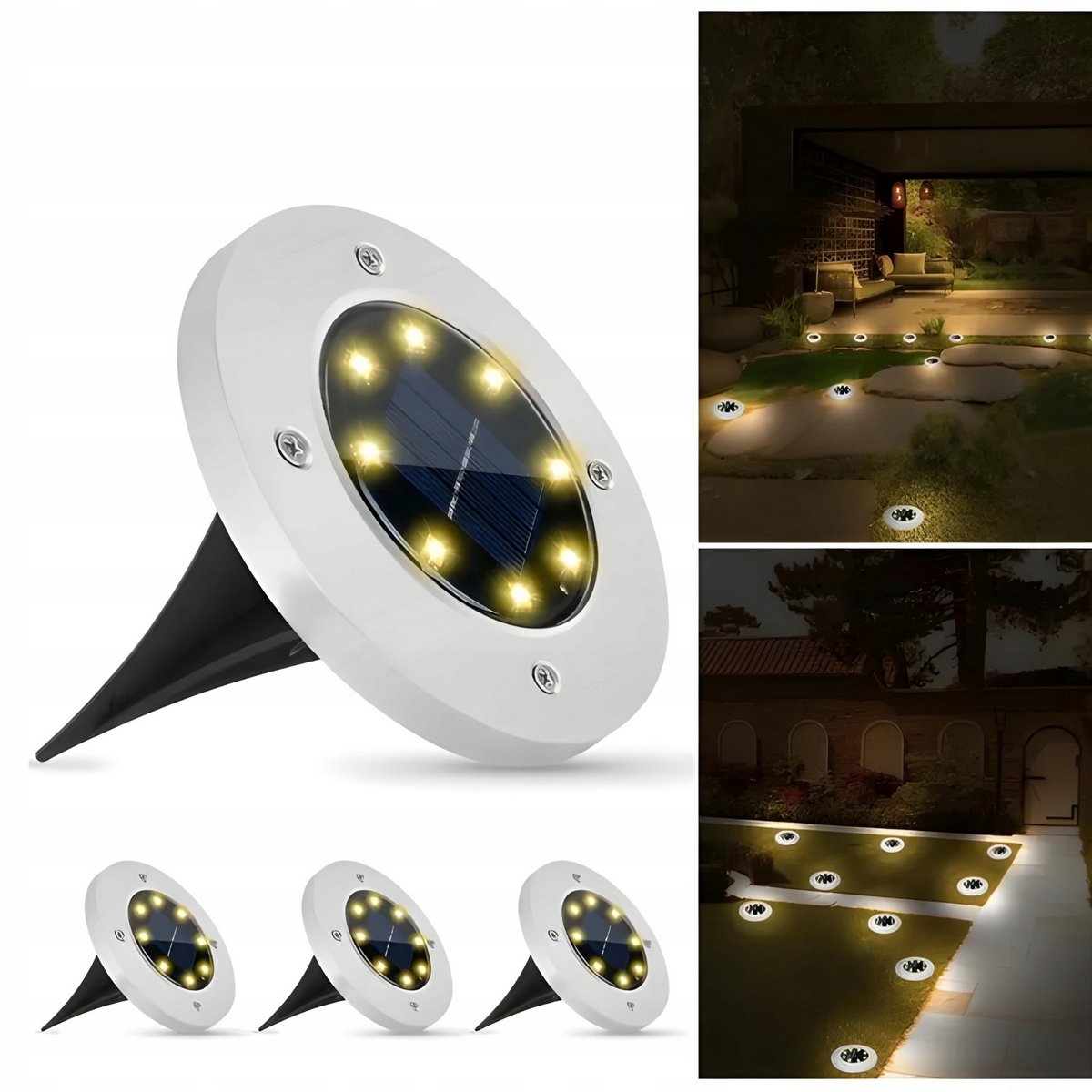 Solárna lampa, biela, 12 cm, 4 ks.